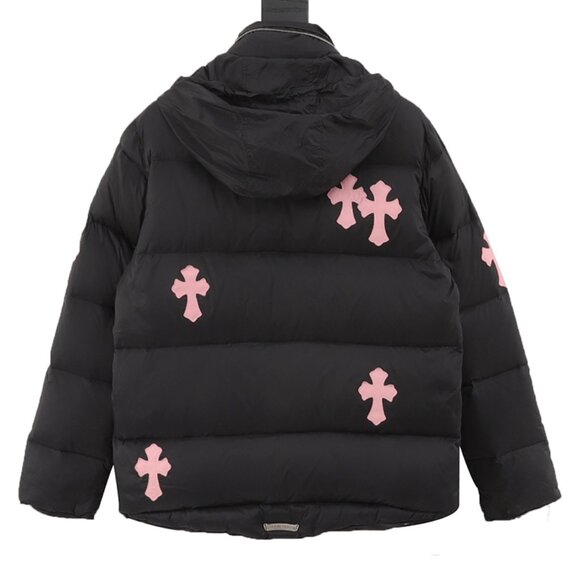 Chrome Hearts Black Wind Pink Cross Patch Hooded Down Jacket - Picture 2 of 9